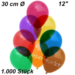 Luftballons Kristall, 30 cm, Bunt gemischt, 1000 Stück