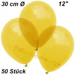 Luftballons Kristall, 30 cm, Gelb, 50 Stück