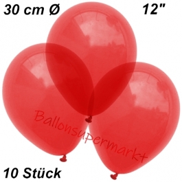 Luftballons Kristall, 30 cm, Hellrot, 10 Stück