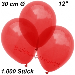 Luftballons Kristall, 30 cm, Hellrot, 1000 Stück