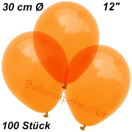 Luftballons Kristall, 30 cm, Orange, 100 Stück
