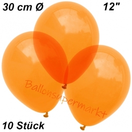 Luftballons Kristall, 30 cm, Orange, 10 Stück