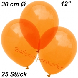 Luftballons Kristall, 30 cm, Orange, 25 Stück