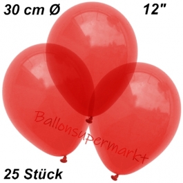 Luftballons Kristall, 30 cm, Rot, 25 Stück