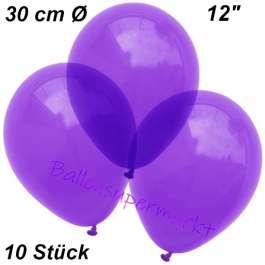 Luftballons Kristall, 30 cm, Violett, 10 Stück