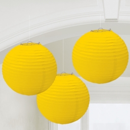 Lampion-Set Gelb, 3 Stueck, Dekoration