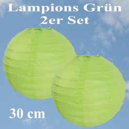 Lampions Grün, 30 cm, 2er Set