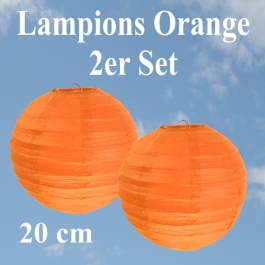 Lampions Orange, 20 cm, 2er Set