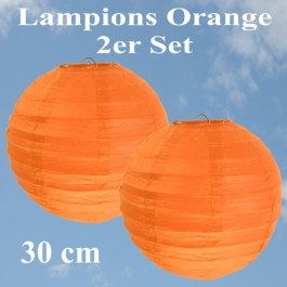 Lampions Orange, 30 cm, 2er Set
