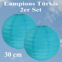 Lampions Türkis, 30 cm, 2er Set
