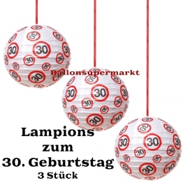 Lampions, Verkehrsschild 30, 3 Stück-Set