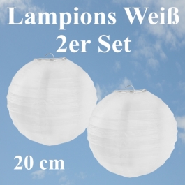 Lampions Weiß, 20 cm, 2er Set