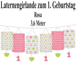 Laternengirlande zum 1. Geburtstag, Rosa