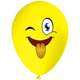 Luftballon Gesicht, Emoji streckt Zunge raus, 1 Stück