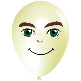 Luftballon Gesicht, Mann mit grünen Augen, elfenbein, 1 Stück