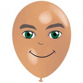 Luftballon Gesicht, Mann mit grünen Augen, hautfarben, 1 Stück
