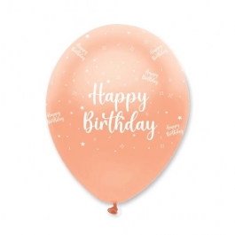 Luftballons, Latexballons , Happy Birthday Rosegold