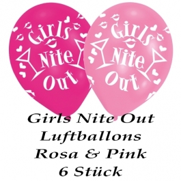 Hen Party Luftballons in Rosa und Pink, 6 Stück, Girls Nite Out