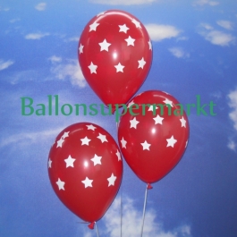 Luftballons zu Silvester und Neujahr, rot mit Sternen, 10 Stueck