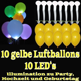 LED-Luftballons, Gelb, 10 Stück