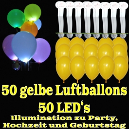 LED-Luftballons, Gelb, 50 Stück