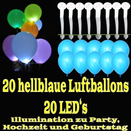 LED-Luftballons, Hellblau, 20 Stück