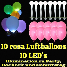 LED-Luftballons, Rosa, 10 Stück