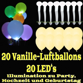 LED-Luftballons, Vanille, 20 Stück