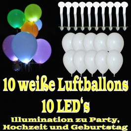 LED-Luftballons, Weiß, 10 Stück