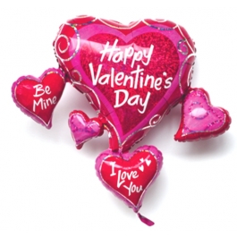 Love Cluster Luftballon aus Folie zum Valentinstag mit Helium