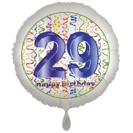 Luftballon aus Folie, Satin Luxe zum 29. Geburtstag, Rundballon weiß, 45 cm