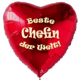  Beste Chefin der Welt! Luftballon in Herzform aus Folie ohne Helium