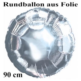 Luftballon aus Folie, Rundballon, Silber, 90 cm