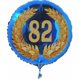 Luftballon aus Folie mit Ballongas, Zahl 82 im Lorbeerkranz, zum 82. Geburtstag, Jubiläum oder Jahrestag