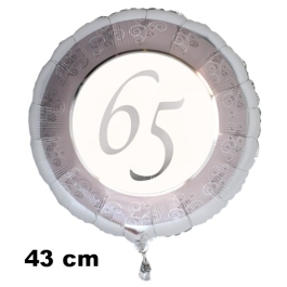 Luftballon aus Folie zum 65 Jahrestag und Jubiläum, 43 cm, silber,  inklusive Helium