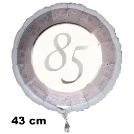Luftballon aus Folie zum 85 Jahrestag und Jubiläum, 43 cm, silber,  inklusive Helium