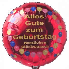 Luftballon Alles Gute zum Geburtstag, Herzlichen Glückwunsch, Balloons, Rundballon mit Helium-Ballongas