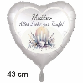 Herzluftballon zur Taufe mit Namen personalisiert