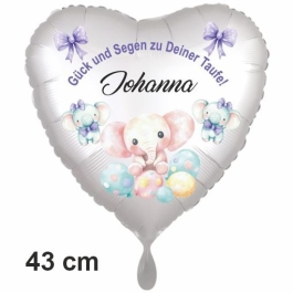 Herzluftballon zur Taufe mit Namen personalisiert