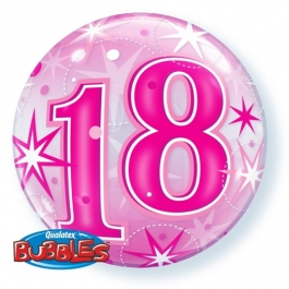 Bubble Luftballon Pink zum 18. Geburtstag, mit Helium