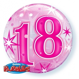 Luftballon Bubble zum 18. Geburtstag, Pink ohne Helium/Ballongas