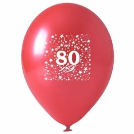 Luftballons mit der Zahl 80, 5 Stück, Kristall, Rot, 12", 30-33 cm