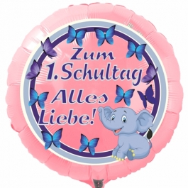 Zum 1. Schultag Alles Liebe! Hellrosa Luftballon zur Einschulung, zum Schulanfang