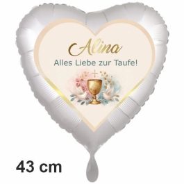 Herzluftballon zur Taufe mit Namen personalisiert