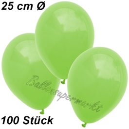 Luftballons 25 cm, Apfelgrün, 100 Stück