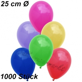 Luftballons 25 cm, Bunt gemischt, 1000 Stück 