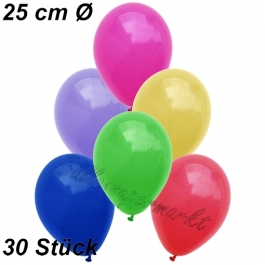 Luftballons 25 cm, Bunt gemischt, 30 Stück 