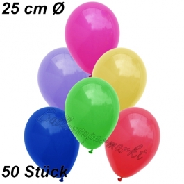 Luftballons 25 cm, Bunt gemischt, 50 Stück 