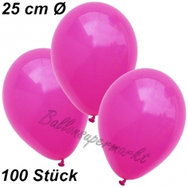 Luftballons 25 cm, Fuchsia, 100 Stück 