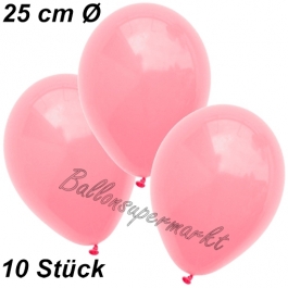 Luftballons 25 cm, Neon Pink, 10 Stück 